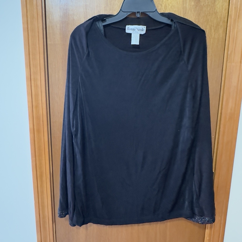 Ronni Nicole by Ouida Women's Cardigan With Tank Shirt Black Sparkly Size 16 - Picture 5 of 7
